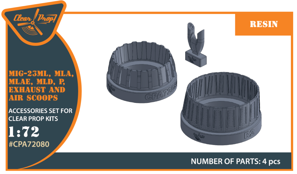 MiG-23ML, MLD, P, MLAE Exhaust and air scoops for CP kits