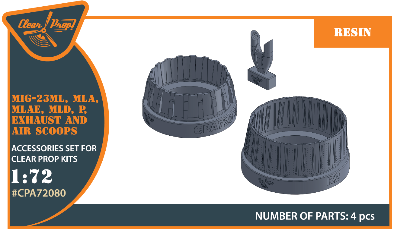 MiG-23ML, MLD, P, MLAE Exhaust and air scoops for CP kits - Image 1