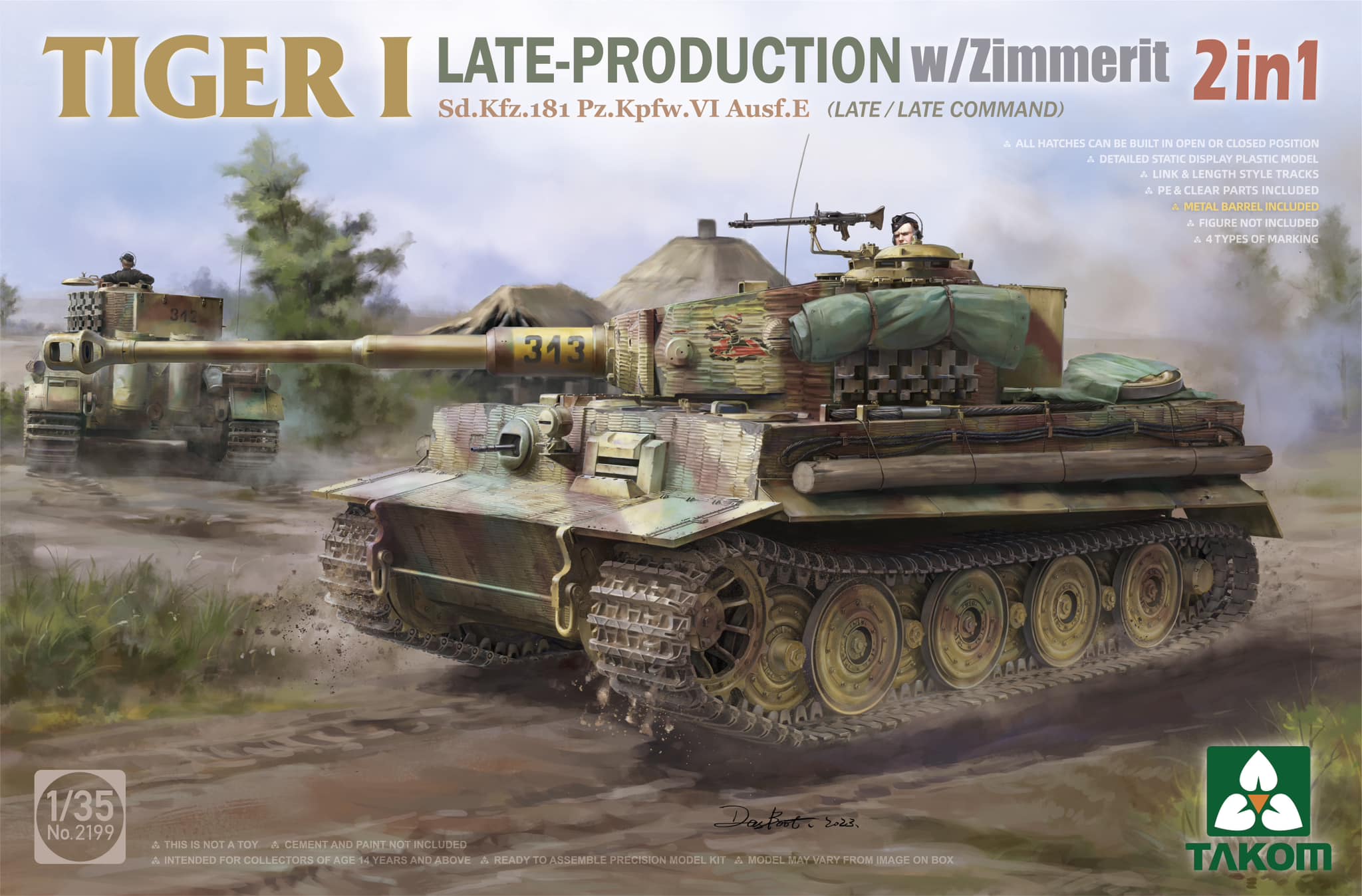 Sd.Kfz. 181 Pz.Kpfw.VI Ausf.E Tiger I Late-Production w/ Zimmerit 1/35
