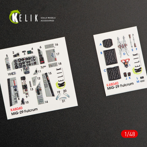 MiG-29A (9-12) "Fulcrum" interior 3D decals for GWH kit (1/48)