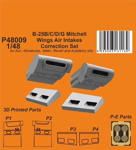 B-25 Mitchell Wings Air Intakes Correction Set (HKM) 1/48
