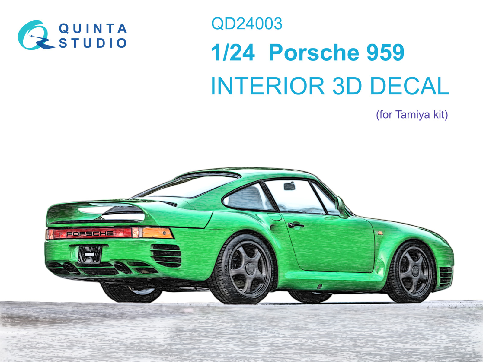 Porsche 959 3D-Printed & coloured Interior on decal paper (Tamiya) 1/24