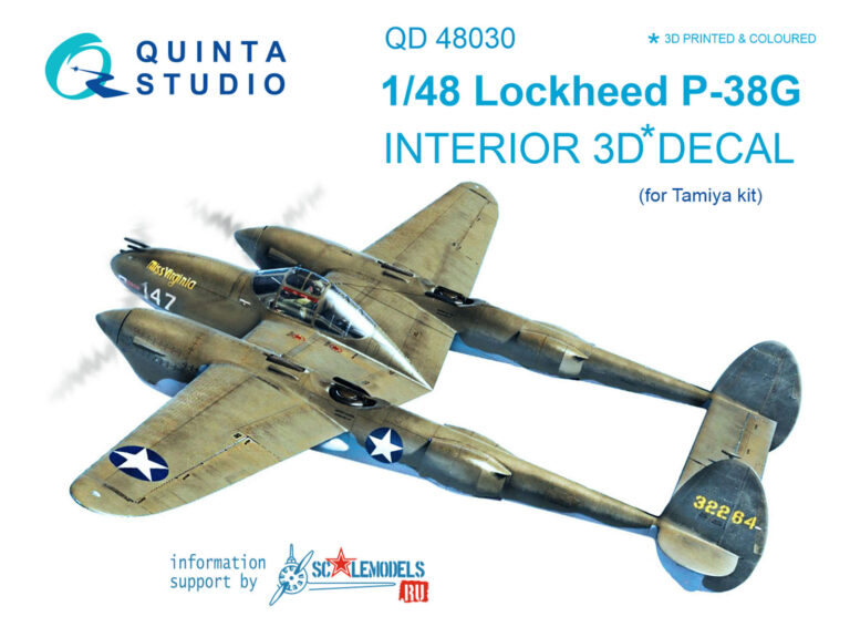 P-38G 3D-Printed & coloured Interior on decal paper (Tamiya)