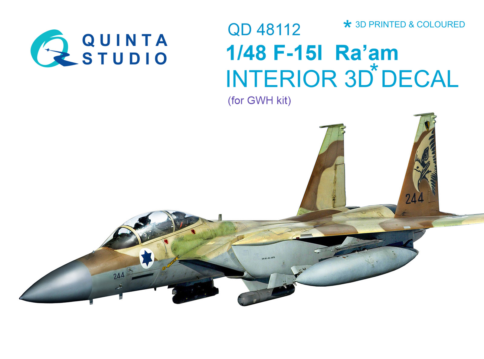 F-15I 3D-Printed & coloured Interior on decal paper (GWH)