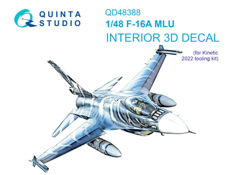 F-16A MLU 3D-Printed & coloured Interior on decal paper (Kinetic 2022 tool) 1/48