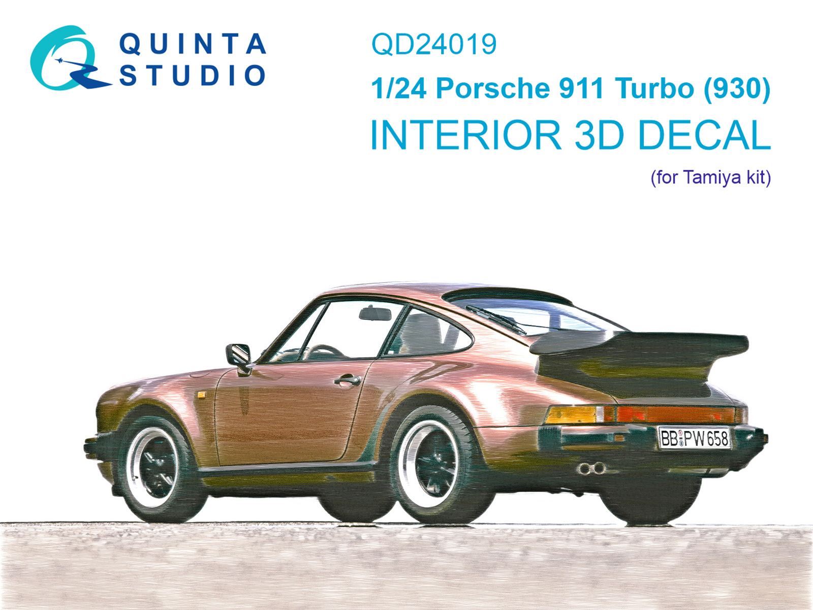 Porsche 911 Turbo (930) 3D-Printed & coloured Interior on decal paper (Tamiya) 1/24