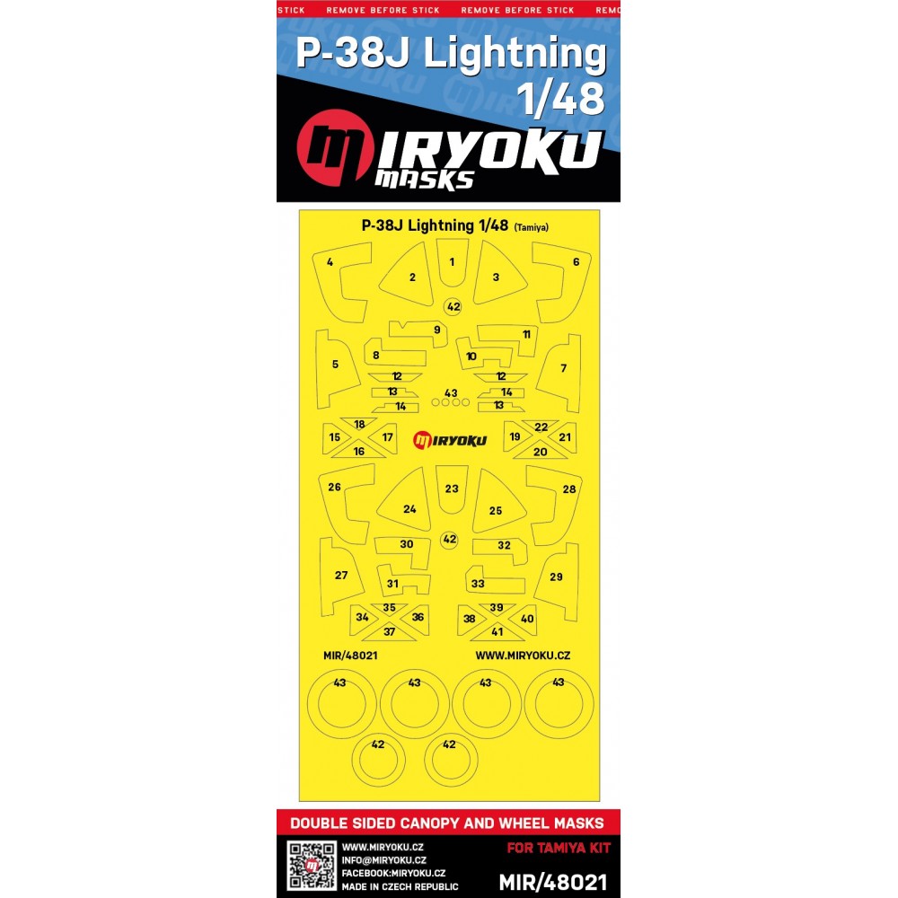 P-38J LIGHTNING - DOUBLE SIDED MASKS - 1/48 (Tamiya)