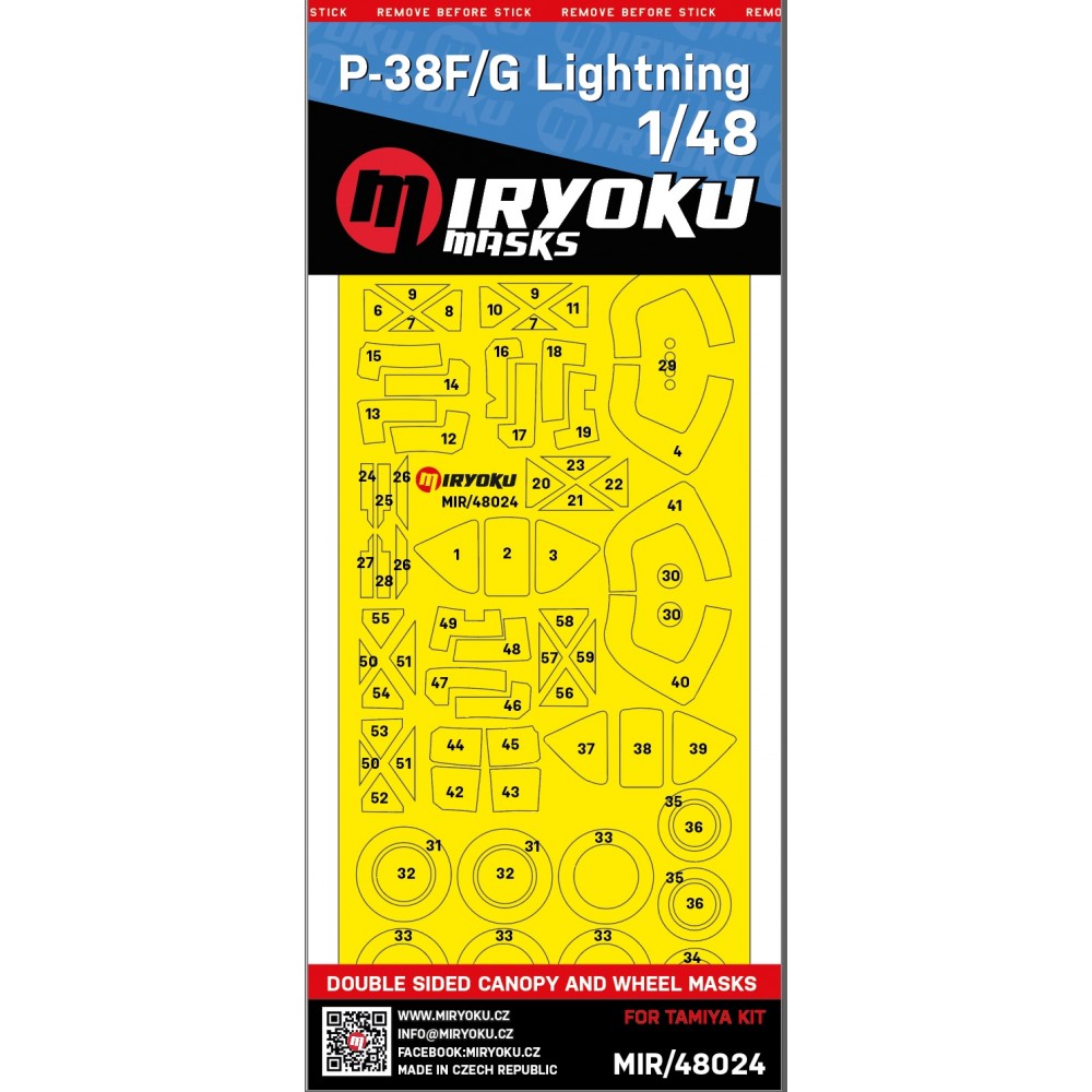 P-38F/G LIGHTNING - DOUBLE SIDED MASKS - 1/48 (Tamiya)