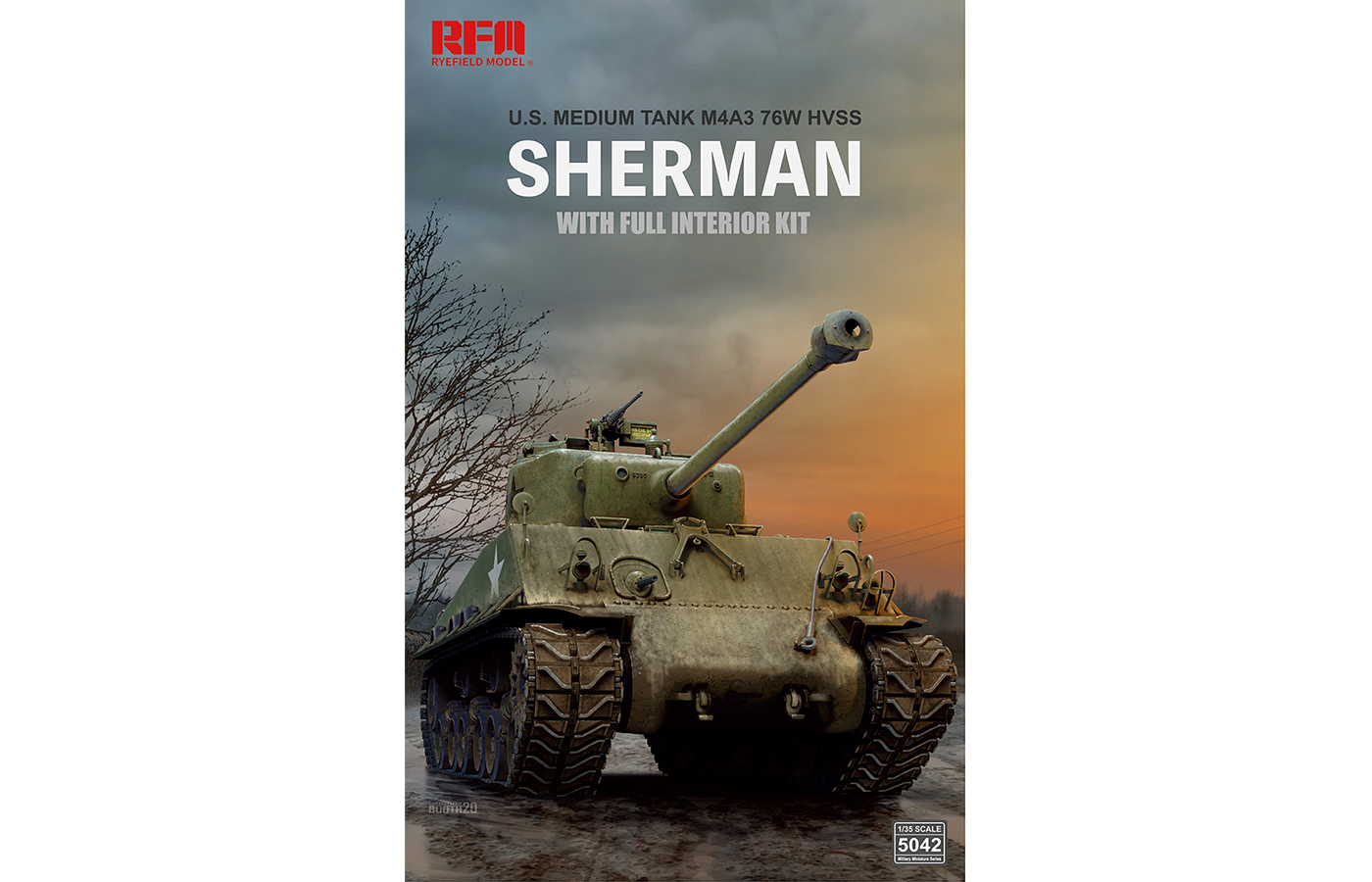 M4A3 76W HVSS Sherman With full interior and workable track links 1/35