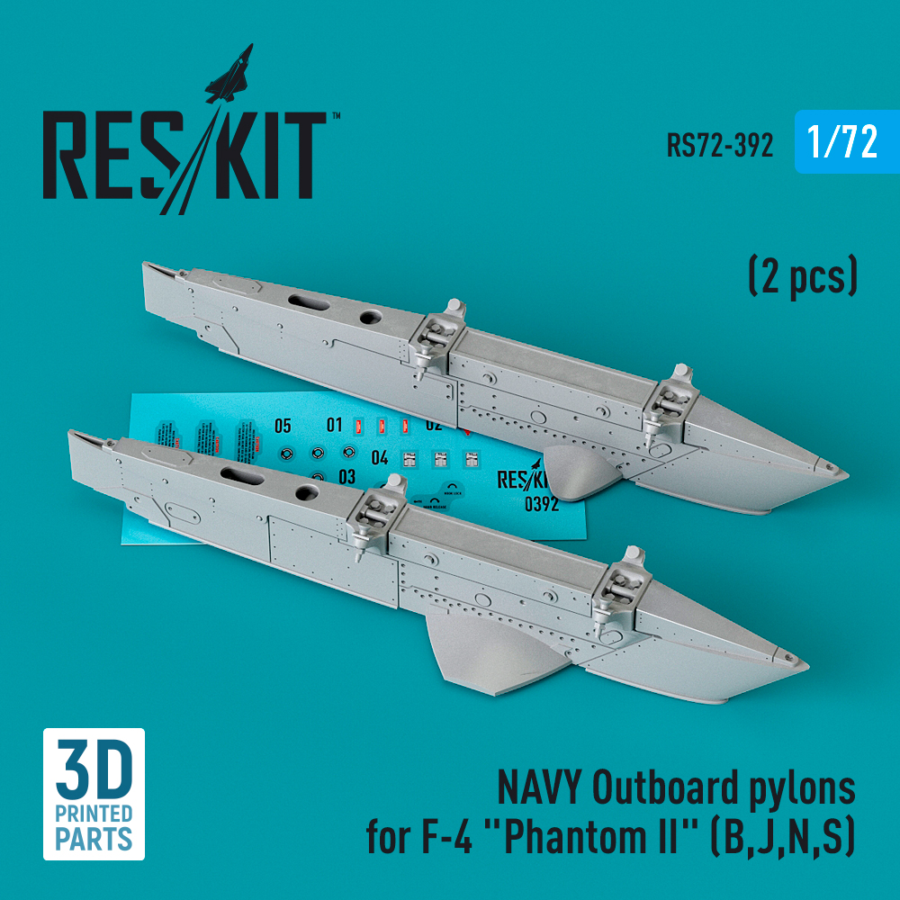 NAVY Outboard pylons for F-4 "Phantom II" (B,J,N,S) (2 pcs) (3D Printed) (1/72)