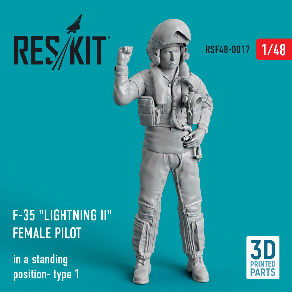 F-35 "Lightning II" female pilot (in a standing position- type 1) (3D Printed) (1/48)