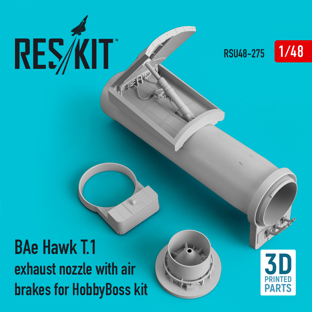 BAe Hawk T.1 exhaust nozzle with air brakes for HobbyBoss kit (3D Printed) (1/48)