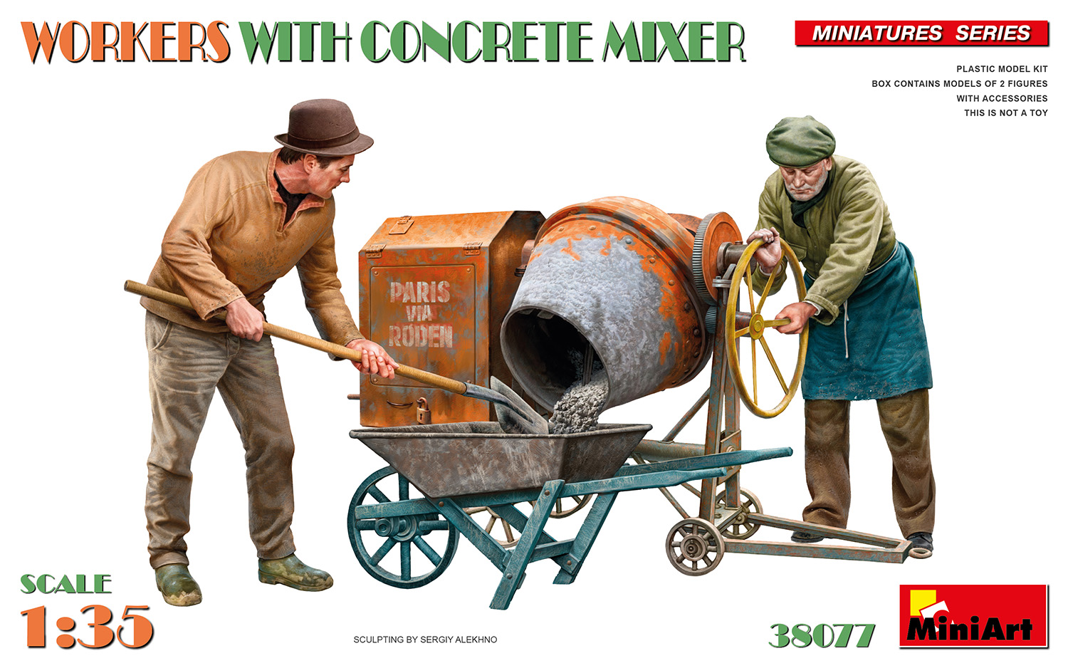 Workers With Concrete Mixer 1/35
