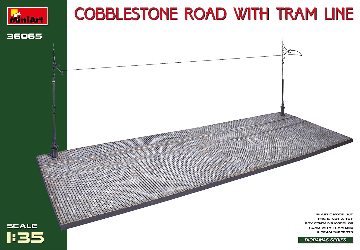 Cobblestone Road w/Tram Line 1/35