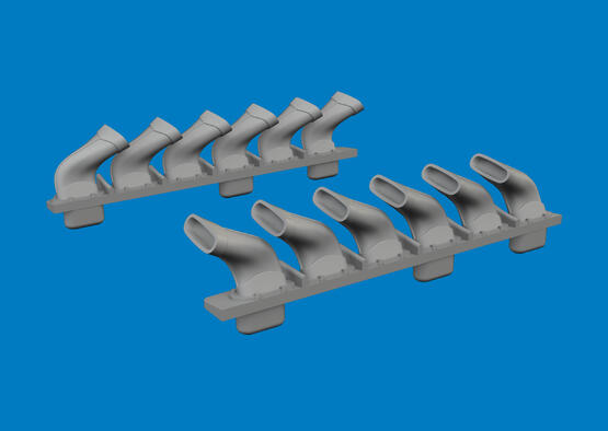 Spitfire Mk. V six-stacks exhaust fishtail PRINT 1/72