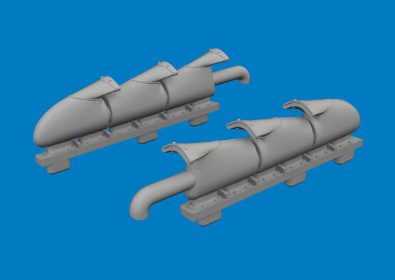 Spitfire Mk. V three-stacks exhaust fishtail PRINT 1/72