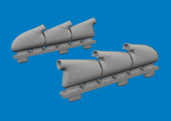 Spitfire Mk. V three-stacks exhaust rounded PRINT 1/72