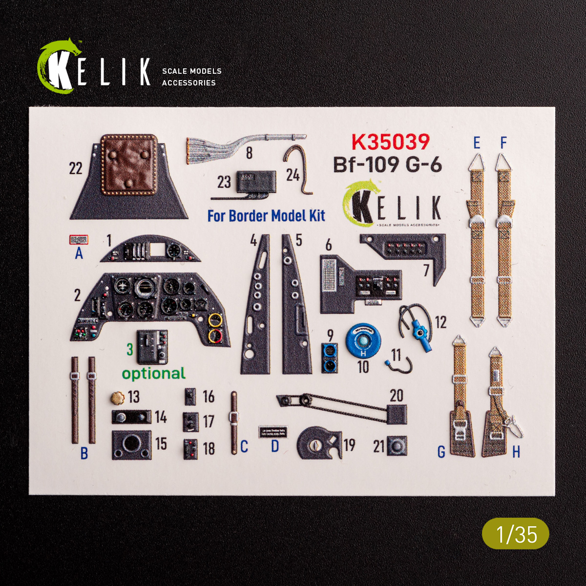 Bf-109 G-6 - interior 3D decals for Border Models kit (1/35)