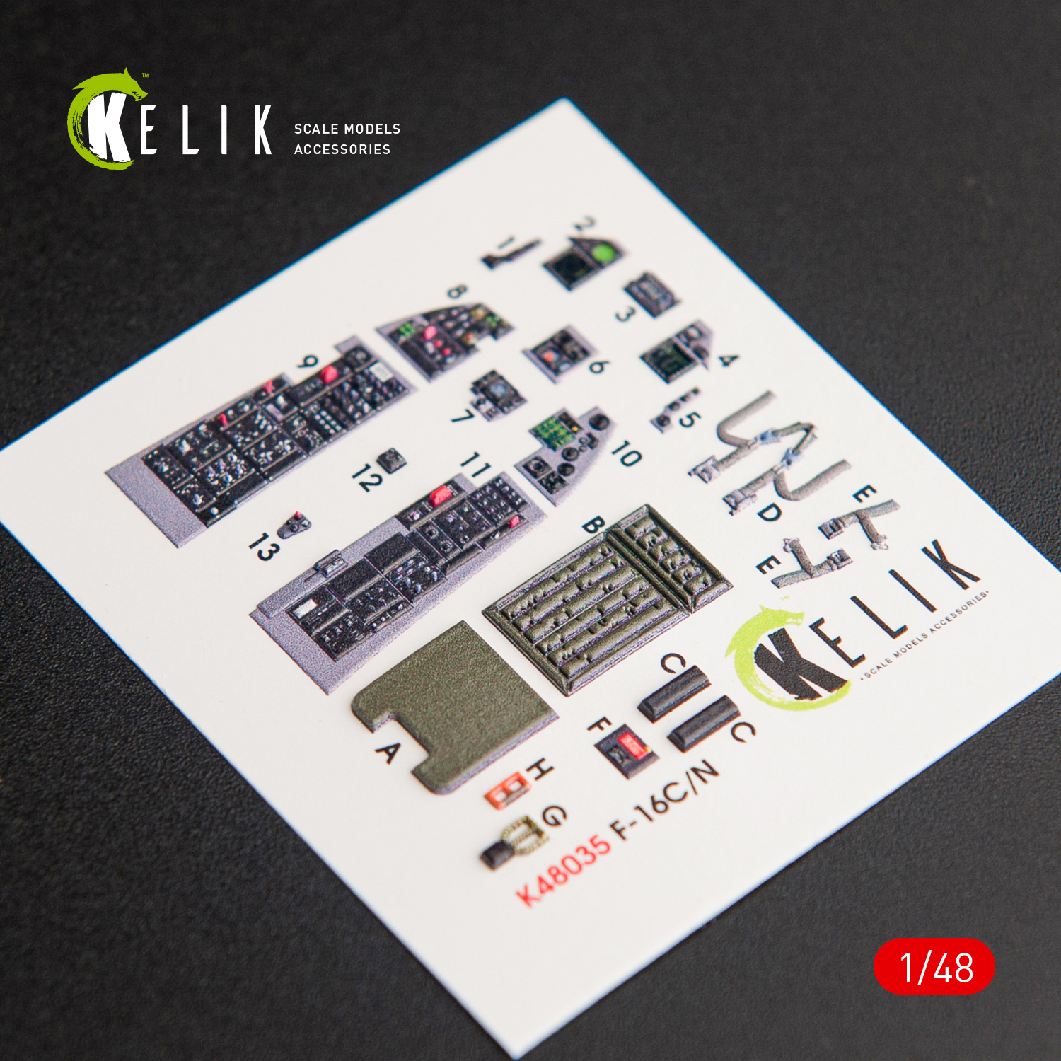 F-16CN "Fighting Falcon" interior 3D decals for Tamiya kit (1/48)