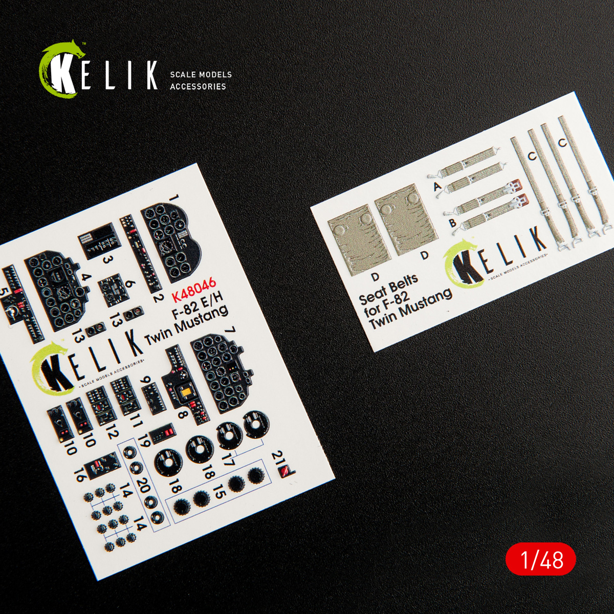 F-82 E/H "Twin Mustang" interior 3D decals for Modelsvit (1/48)