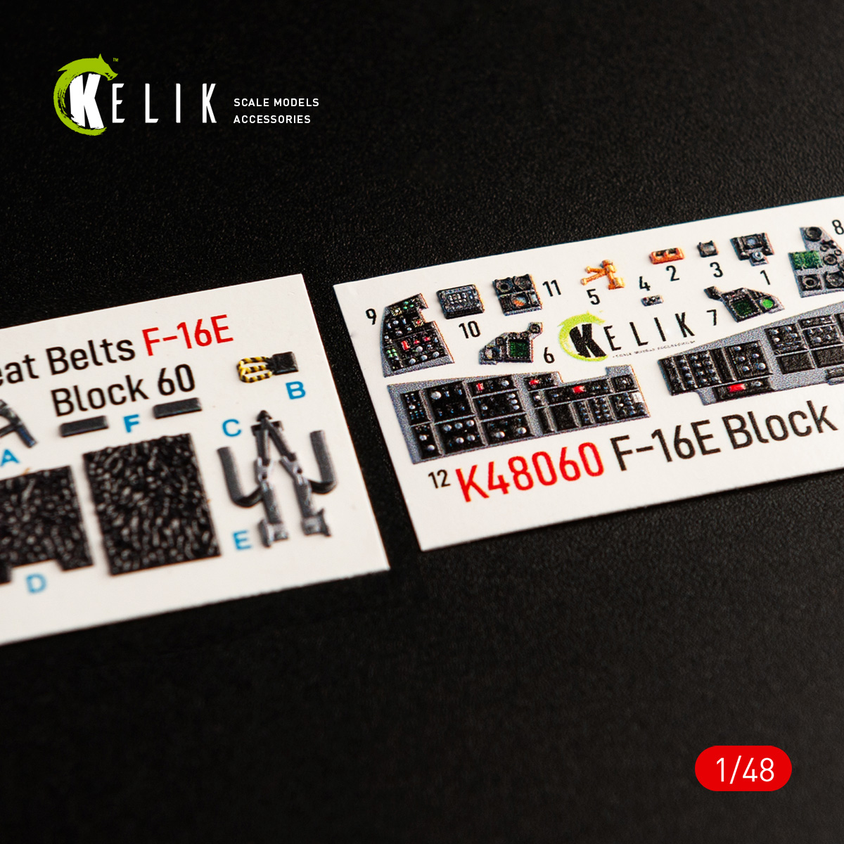 F-16E Desert Vipers Block 60 interior 3D decals for Kinetic kit (1/48)