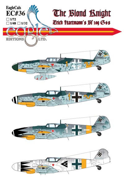 EagleCals #36 The Blond Knight, Erich Hartmann’s Bf 109 G-6s 1/48