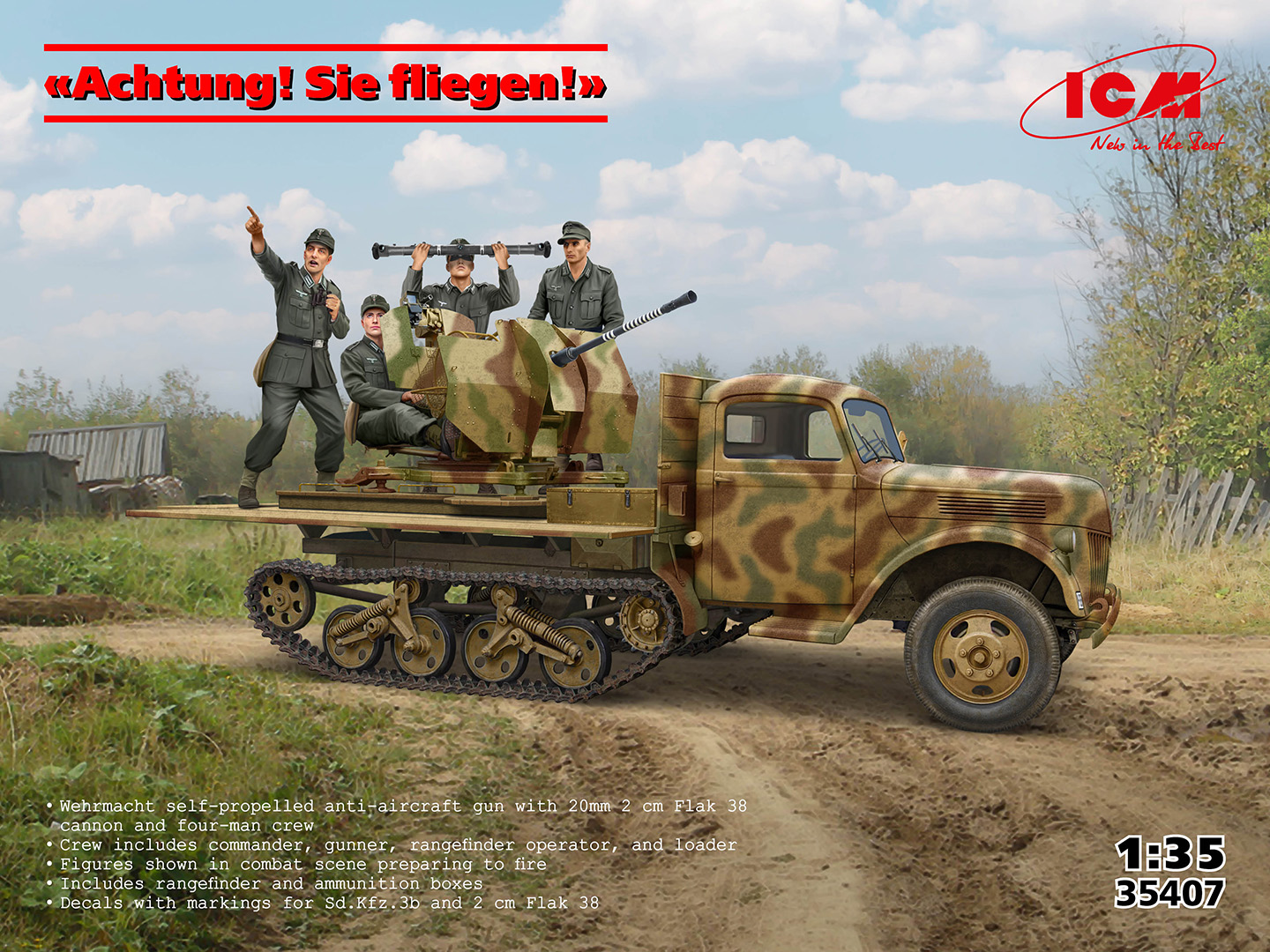 Achtung! Sie fliegen! Sd.Kfz.3b with 2 cm Flak and Crew 1/35