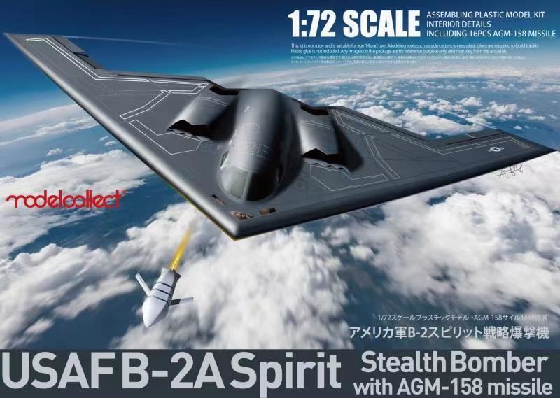 U.S.A.F. B-2A Spirit Stealth Bomber with AGM-158 Missile 1/72