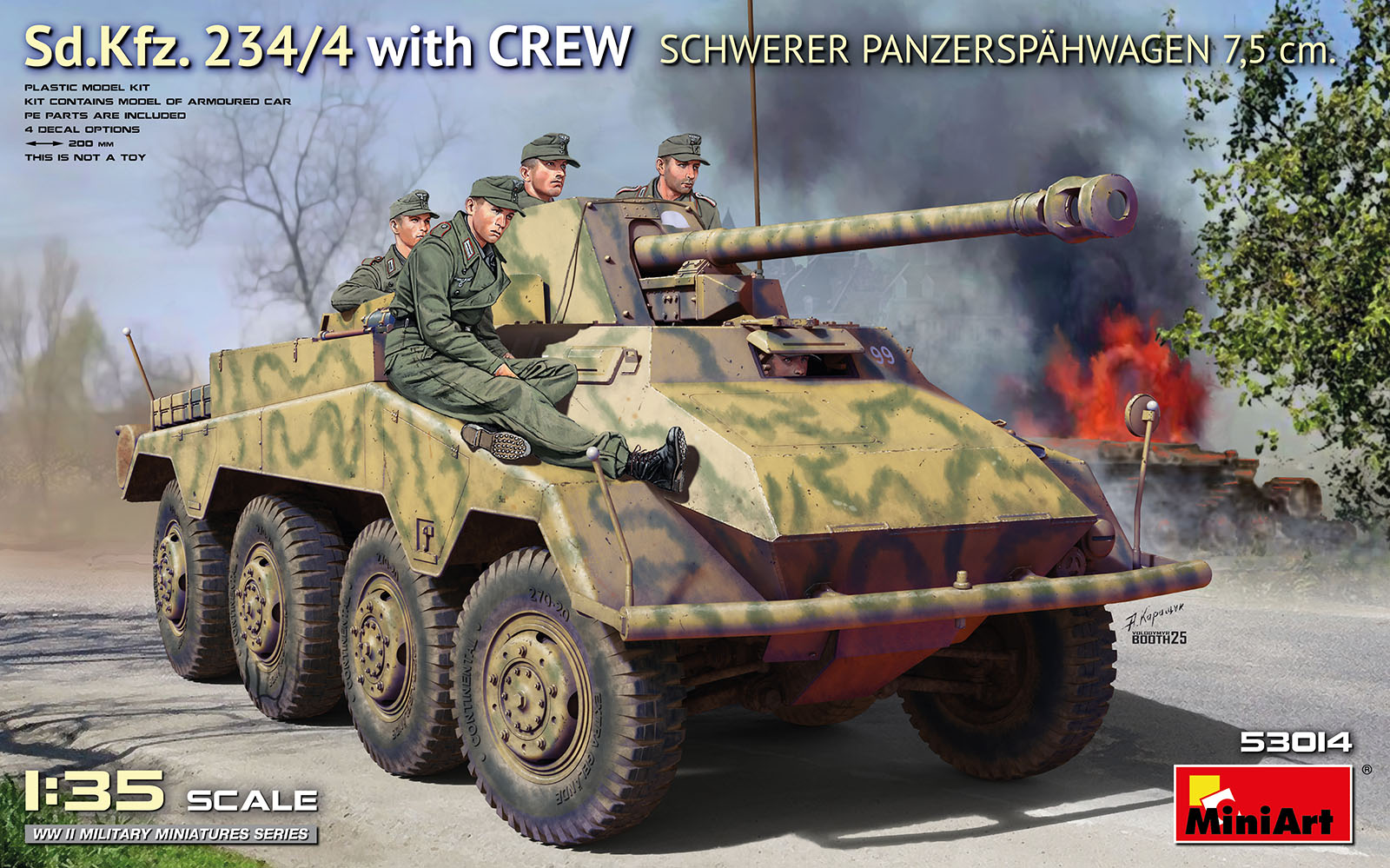 Sd.Kfz. 234/4 w/CREW Schwerer Panzerspähwagen 7,5 cm. 1/35