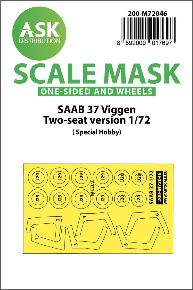 SAAB 37 Viggen double seater one-sided painting mask for Special Hobby