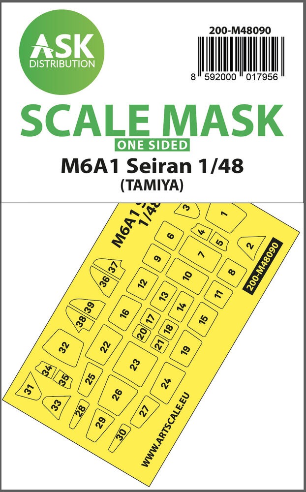 M6A1 Seiran one-sided mask self-adhesive pre-cutted for Tamiya