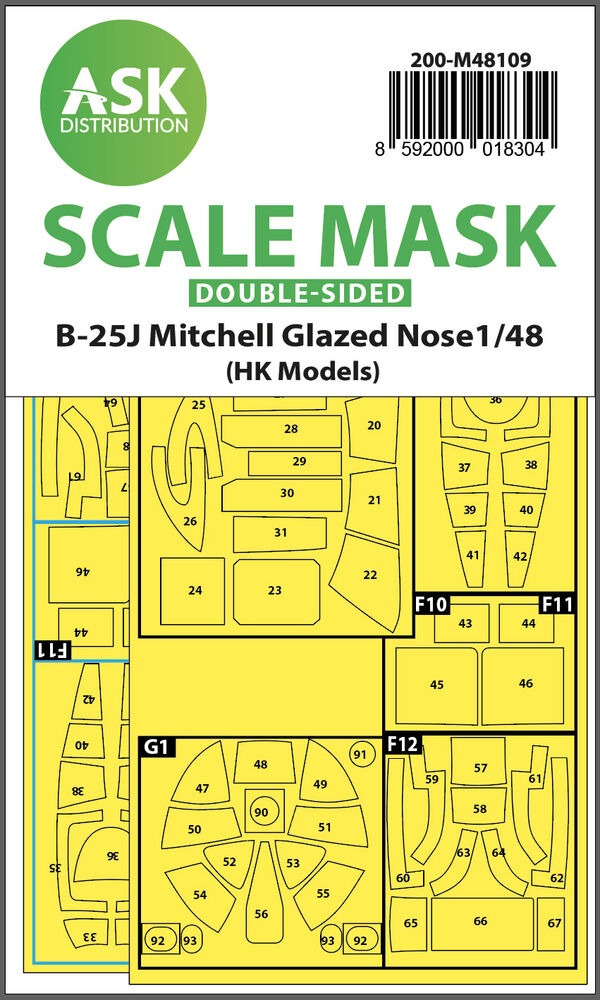 B-25J Mitchell double-sided mask self-adhesive pre-cutted for HK Models
