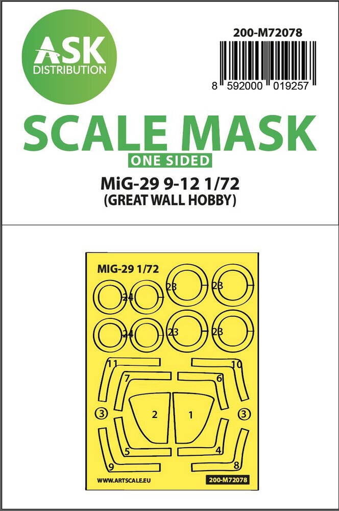 Mig-29 9-12 one-sided express mask incl. the rubber mask for Great Wall Hobby