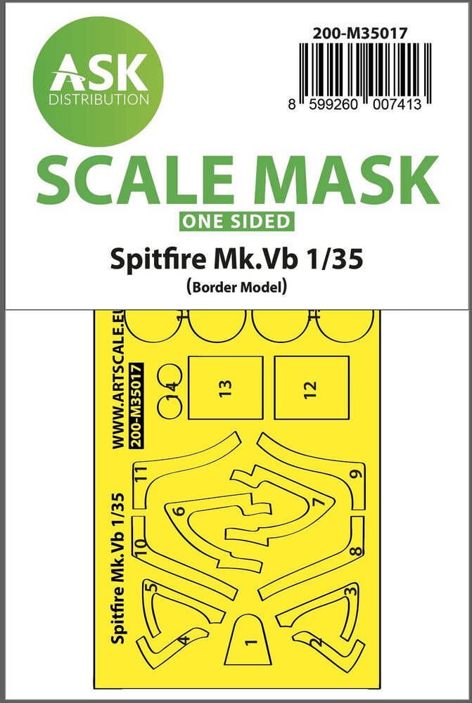 Spitfire Mk.Vb one-sided express fit painting mask for Border Model