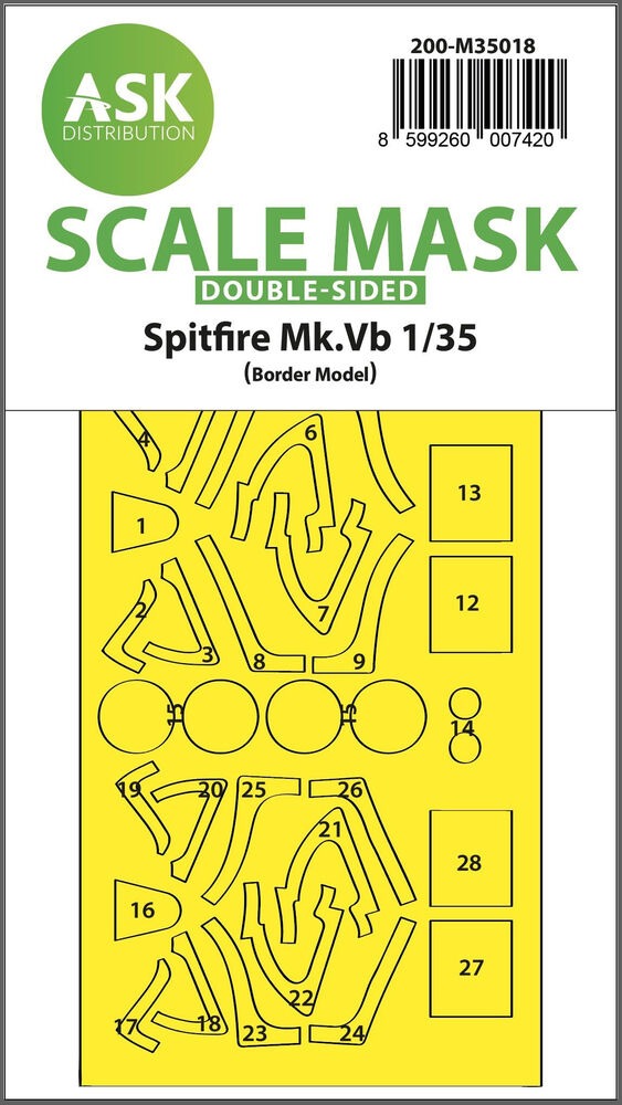 Spitfire Mk.Vb double-sided express fit painting mask for Border Model
