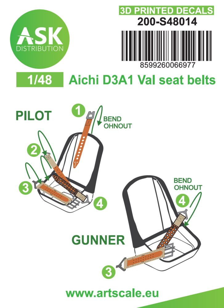Aichi D3A1 Val seat belts - 3D printed decals by ASK