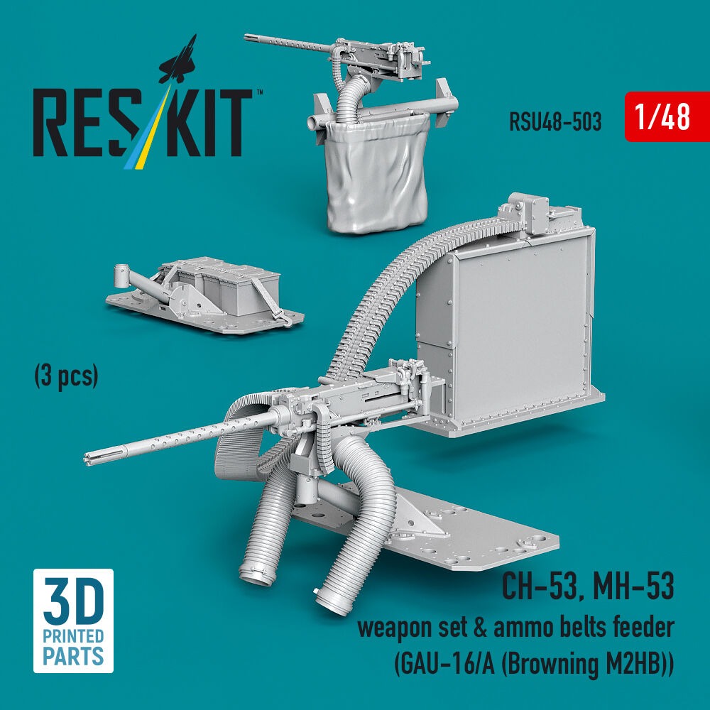 CH-53, MH-53 weapon set & ammo belts feeder (GAU-16/A (Browning M3)) (3 pcs) (3D Printed)