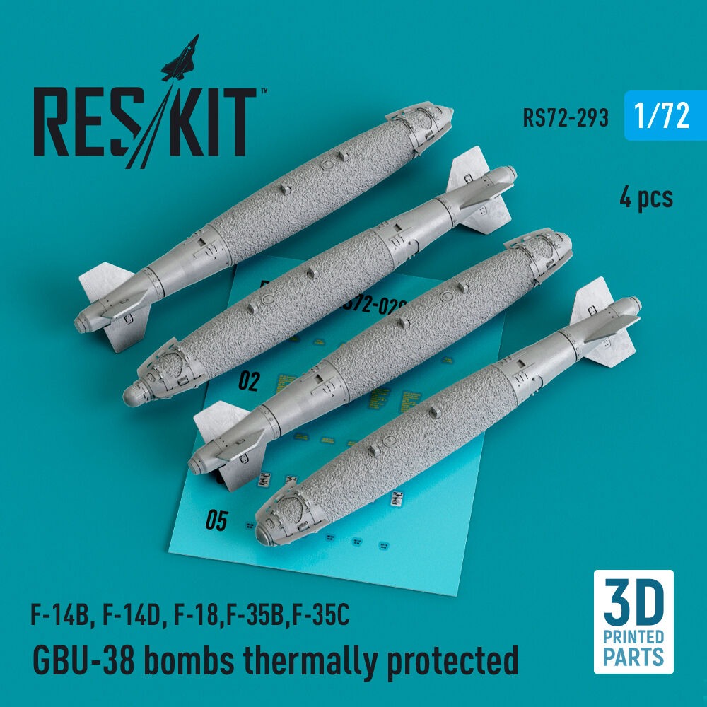 GBU-38 bombs thermally protected (4 pcs) (F-14B, F-14D, F-18,F-35B,F-35C) (3D Printed)