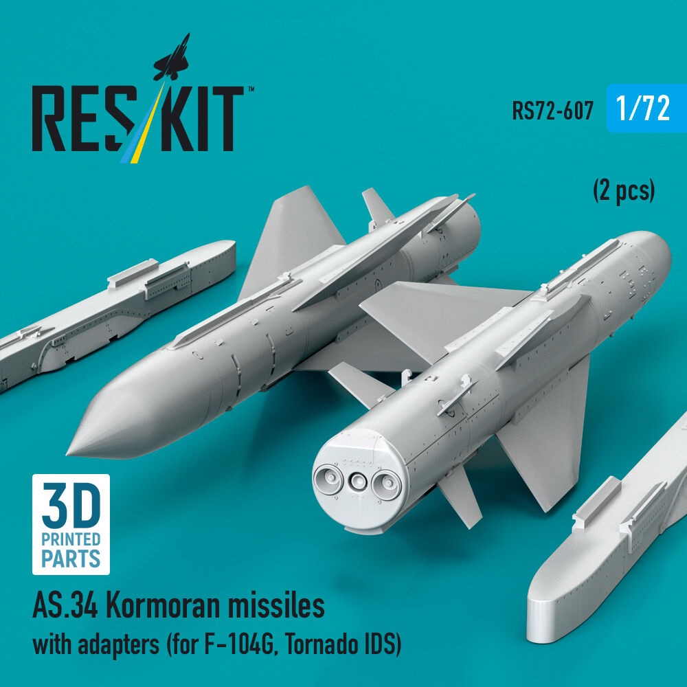 AS.34 Kormoran missiles with adapters (2 pcs) (for F-104G, Tornado IDS) (3D Printed)