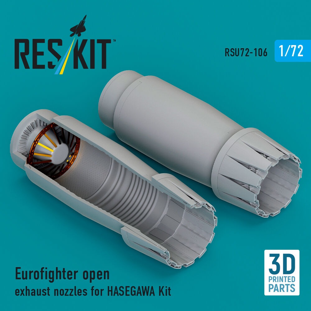 Eurofighter open exhaust nozzles for Hasegawa kit (3D Printed)
