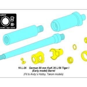 Barrel 8,8 cm KwK 36/56 to Tiger I early  (Andy`s Hobby/Takom) - Image 8