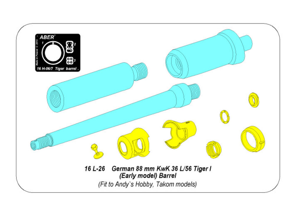 Barrel 8,8 cm KwK 36/56 to Tiger I early  (Andy`s Hobby/Takom)