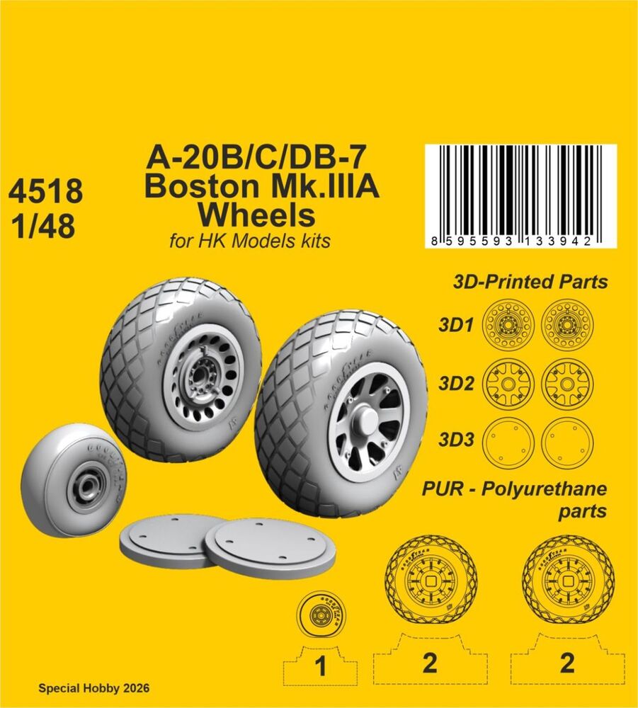 A-20B/C/DB-7 Boston Mk.III Wheels for HK Models