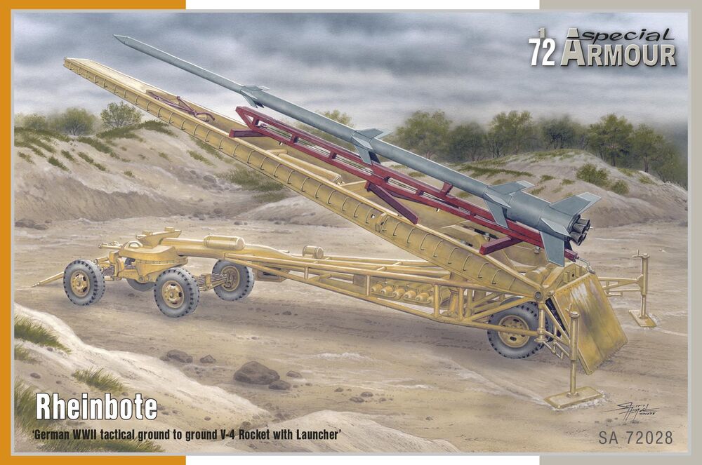 Rheinbote German WWII tactical ground to ground V-4 Rocket with Launcher