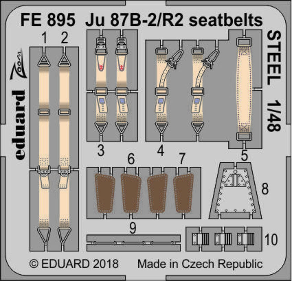 Ju 87B-2/R2 seatbelts STEEL for Airfix