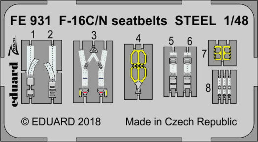 F-16C/N seatbelts STEEL for Tamiya