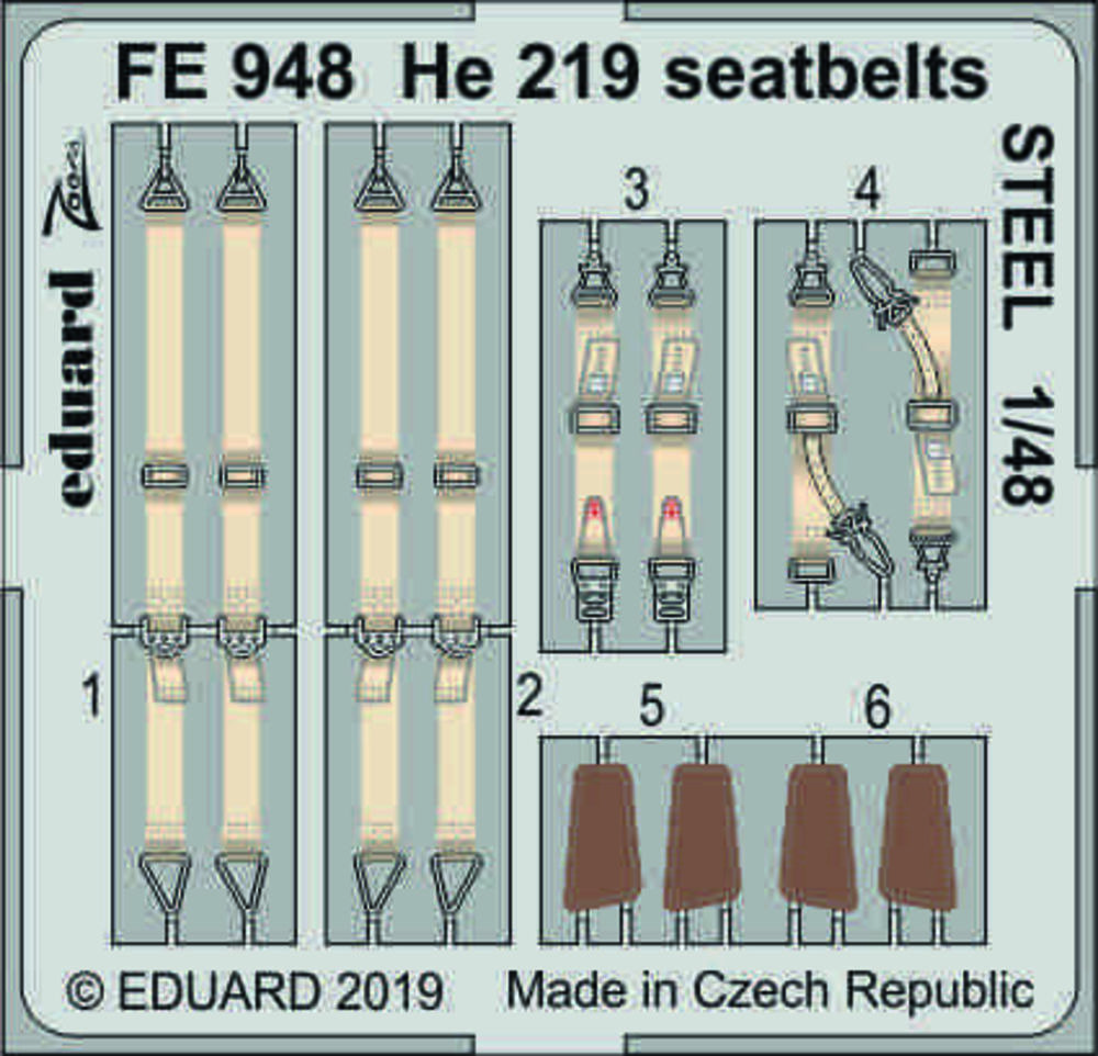 He 219 seatbelts STEEL for Tamiya
