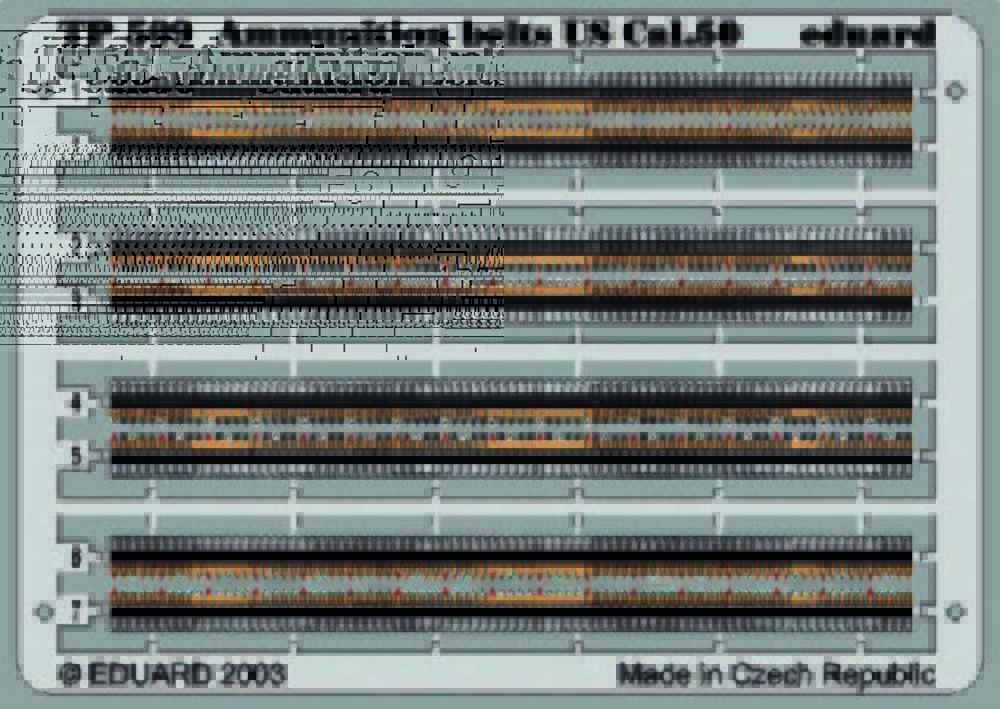 Ammunition belts US Cal.50, Coloriert.