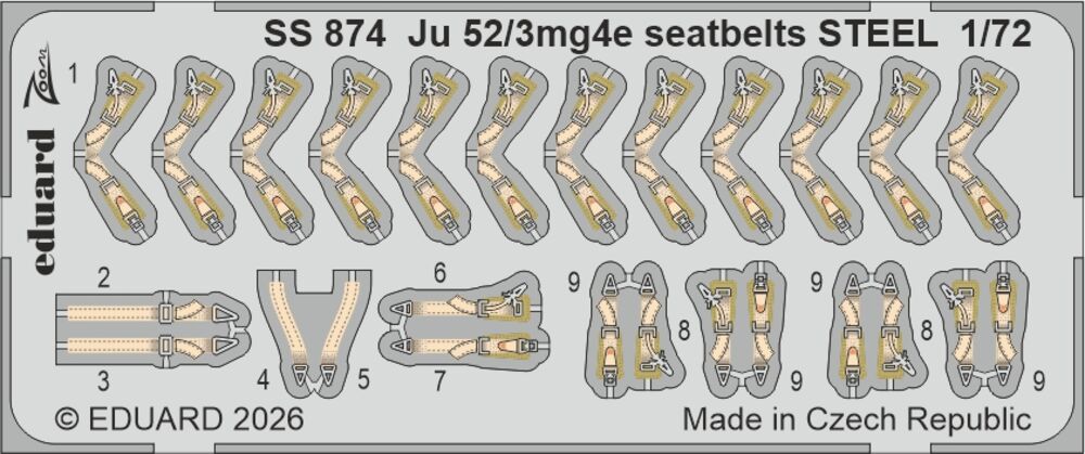 Ju 52/3mg4e seatbelts STEEL for Airfix
